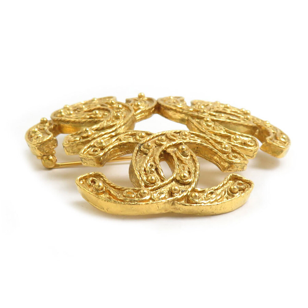 CHANEL Authentic Gold Logo Brooch - Picture 3 of 5